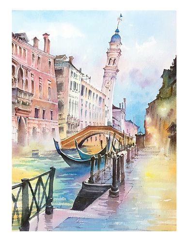 威尼斯小巷绘画（威尼斯小巷绘画作品图片）